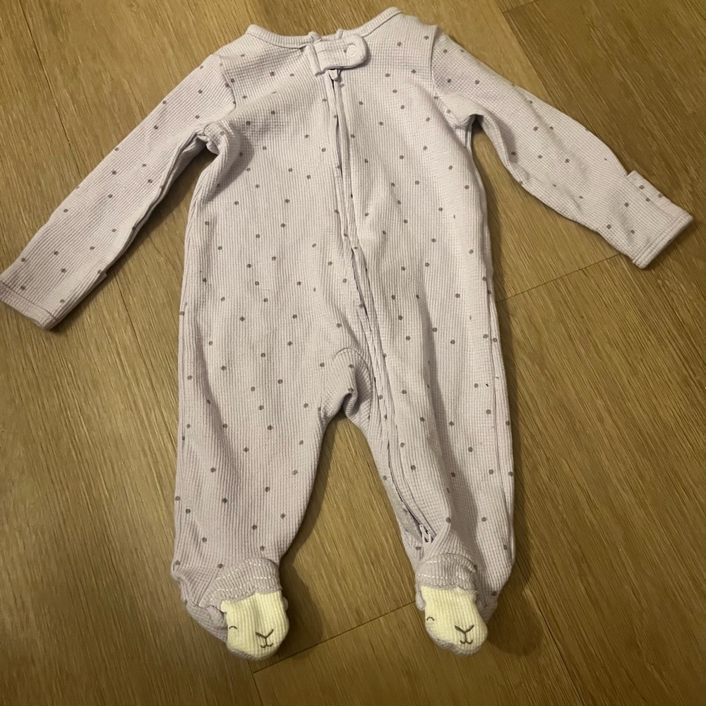 Lilac Dot Footed Baby One-Piece Sleeper
